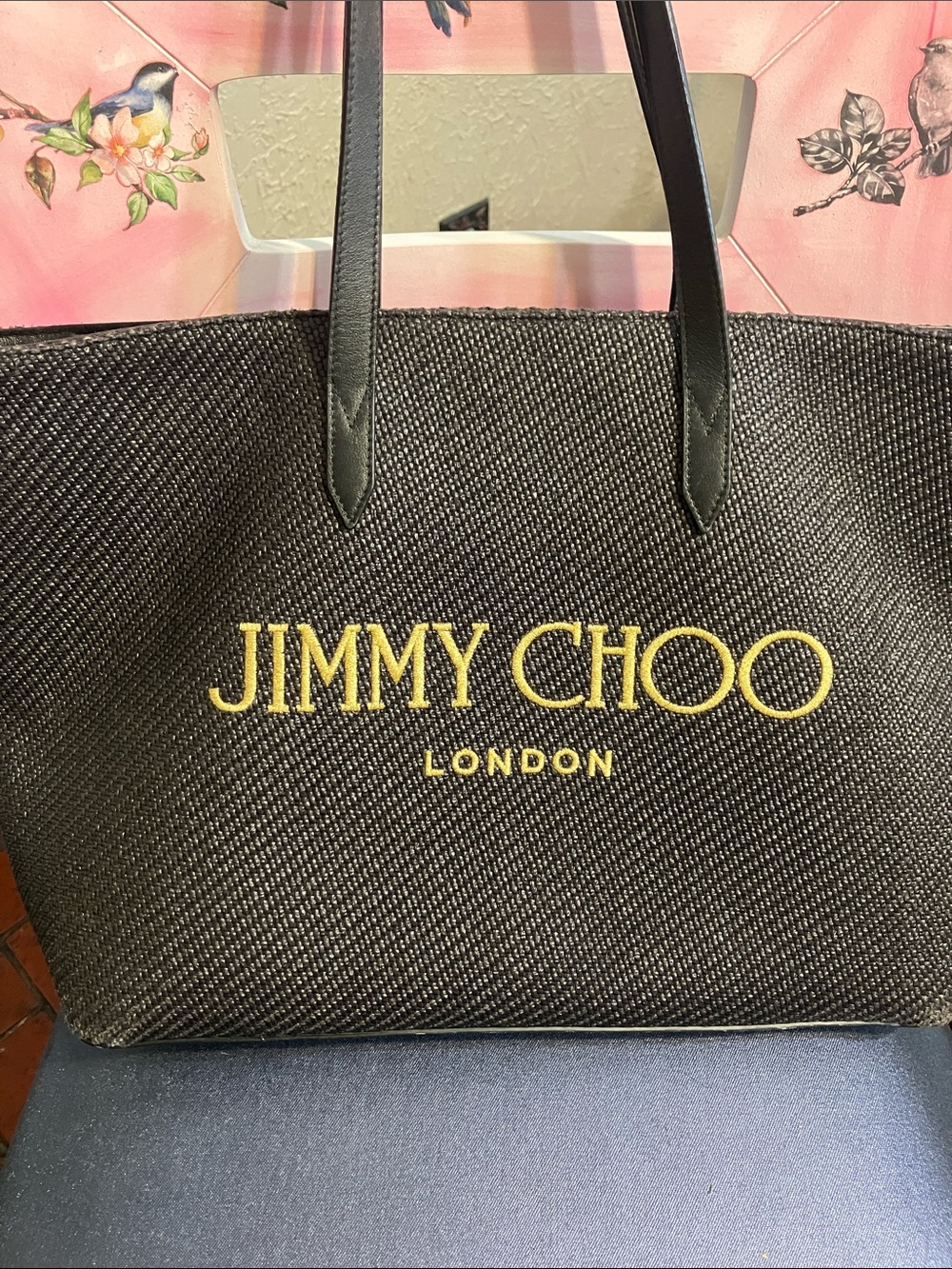Jimmy Choo Black Tote with Gold Logo
